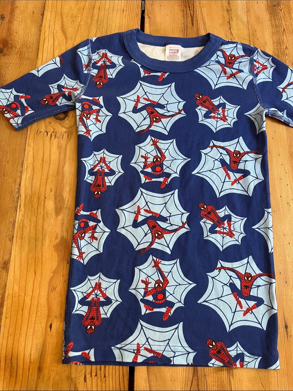 HANNA ANDERSSON x Marvel 150 Blue Spider Man Organic Pajama Top Short Sleeve